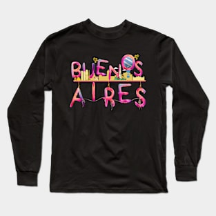 buenos aires - Wstercolor lettering Long Sleeve T-Shirt